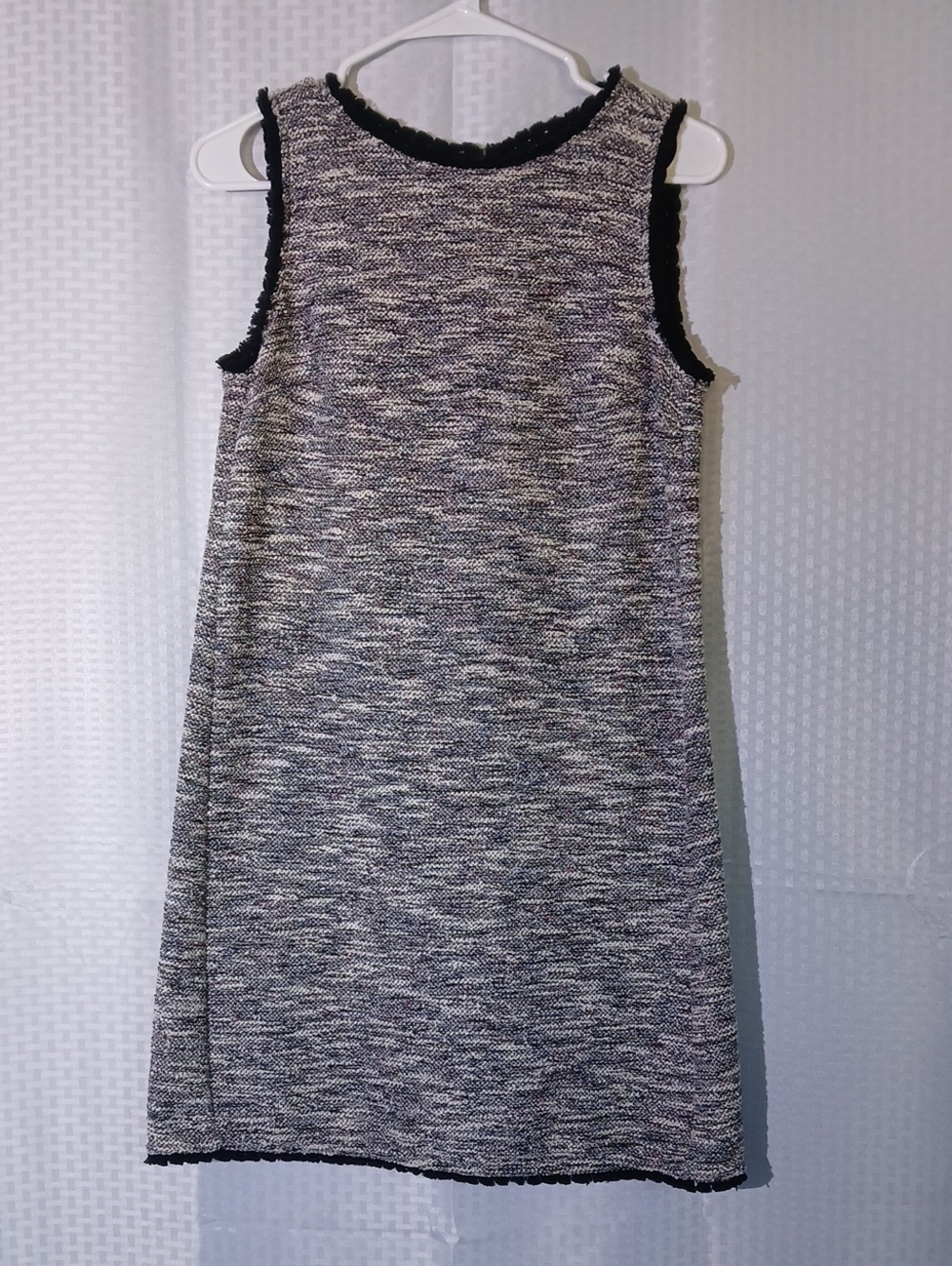 LOFT Black and Gray Textured Knit Midi Dress